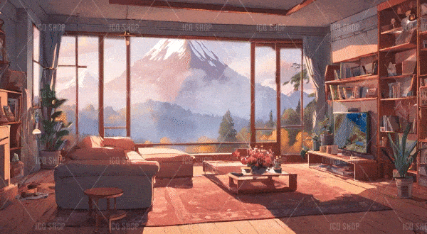 Living Room with Serene View - VTuber Background
