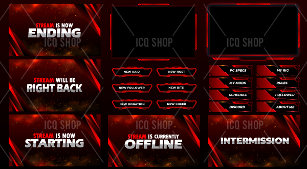 Scarlet Shine: Sleek Static Overlay Pack