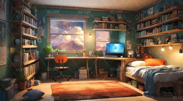 Peaceful Peaks: Casual Room Virtual Background