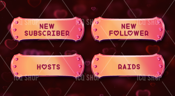 Cute Heart-Themed Stream Alert Pack