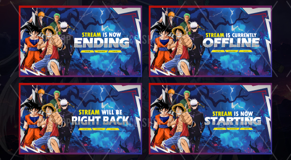 Anime-Themed Stream Transition Screen Pack