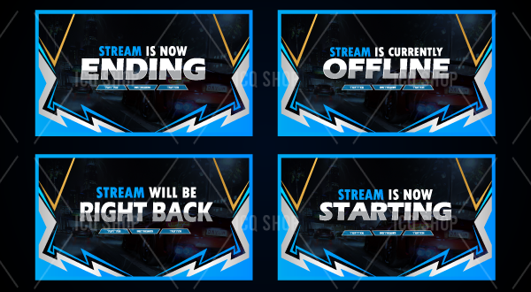 Futuristic Blue and golden Stream Transition Screen Pack
