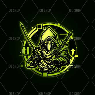 Neon Green Cyber Ninja Logo – Stealth Tech Aesthetic